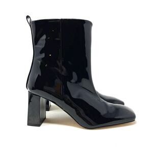 Good American Black Patent Leather Boots Size 8.5 Square Toe GA165P-X